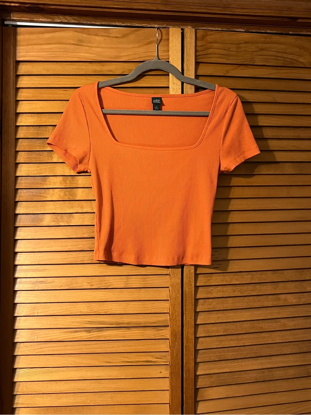 Wild Fable Orange Ribbed Square-Neck Crop Top - Picture 2 of 5